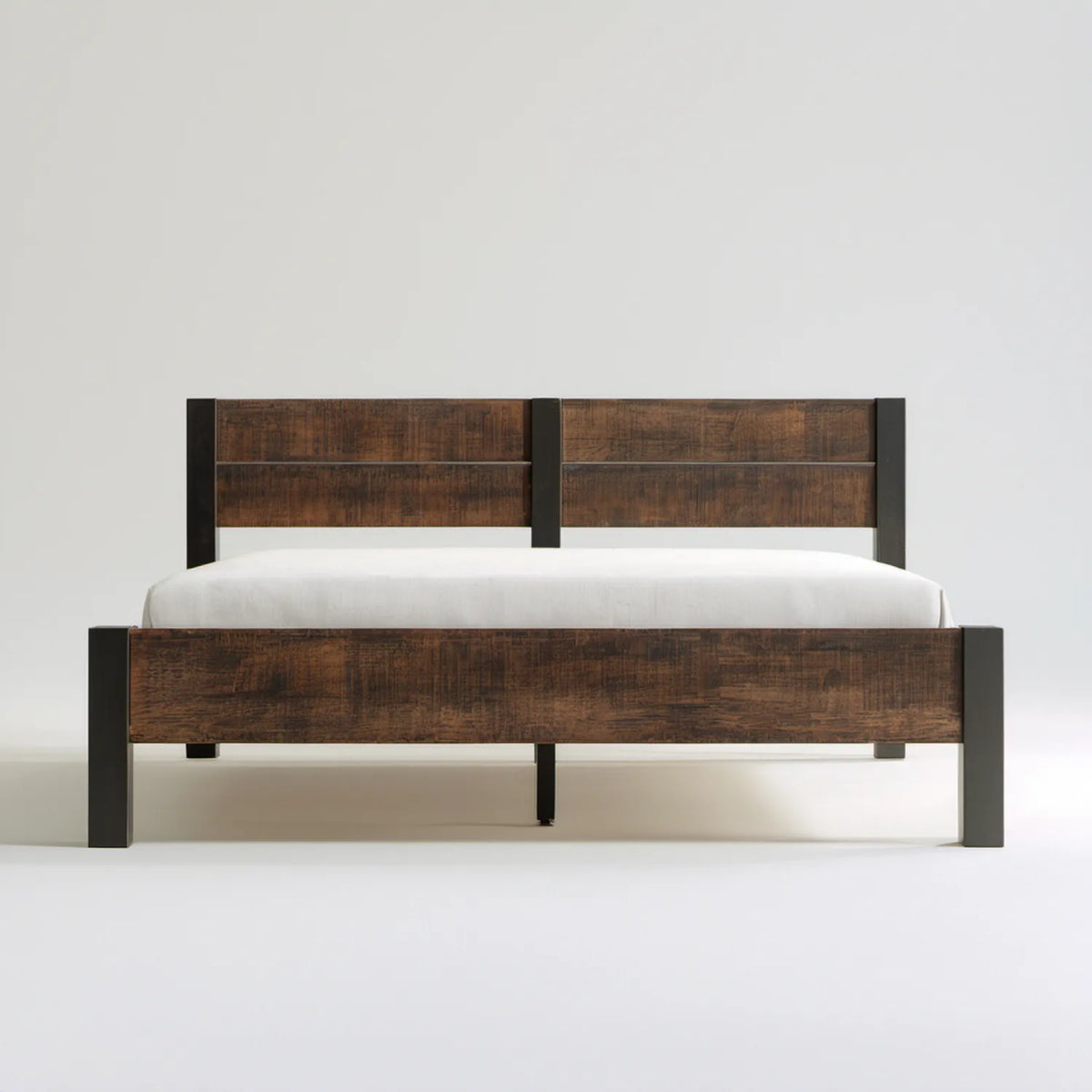 Łóżko dwuosobowe z litego drewna sosnowego ciemnobrązowo-czarne 160 x 200 cm