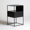 Czarna szafka nocna ze stali i płyty MDF, 40 x 35 x 70 cm, 2 szuflady