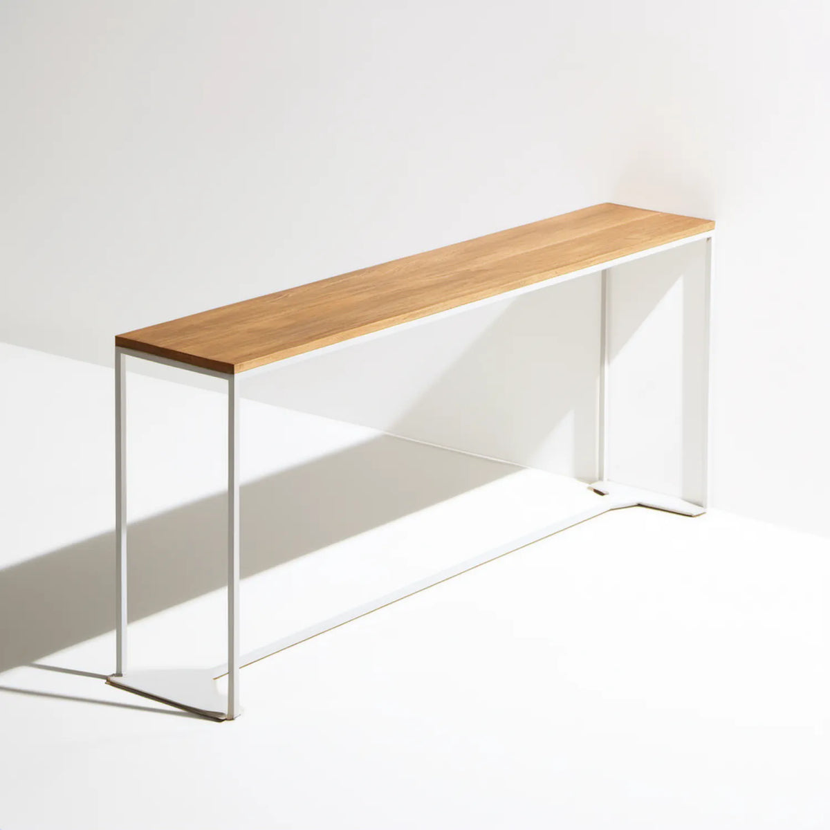 Konsola prostokątna z blatem MDF w fornirze dębowym, naturalny dąb/biała, 120 x 35 x 75 cm