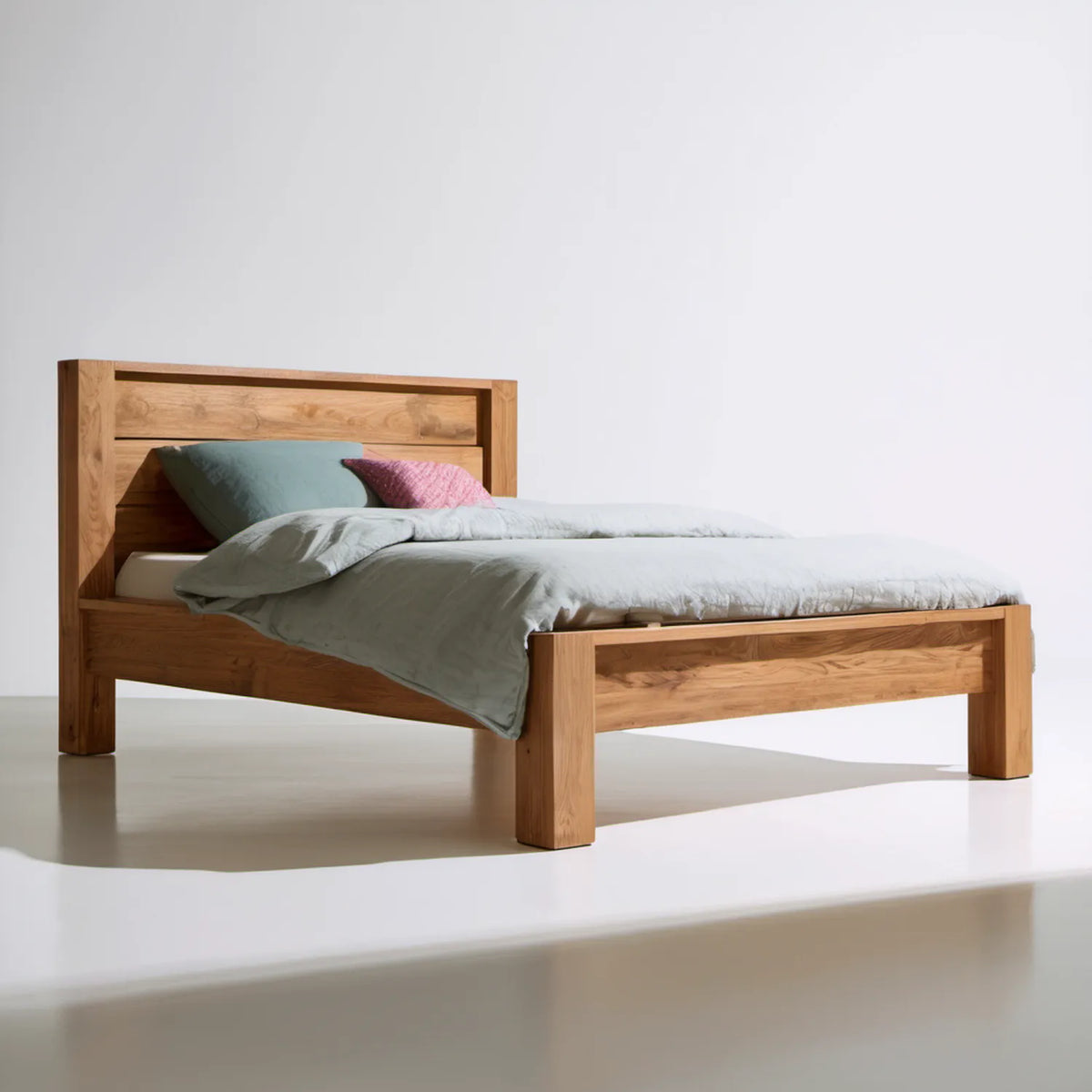 Rama z litego drewna dębowego Naturalny dąb 160 x 200 cm